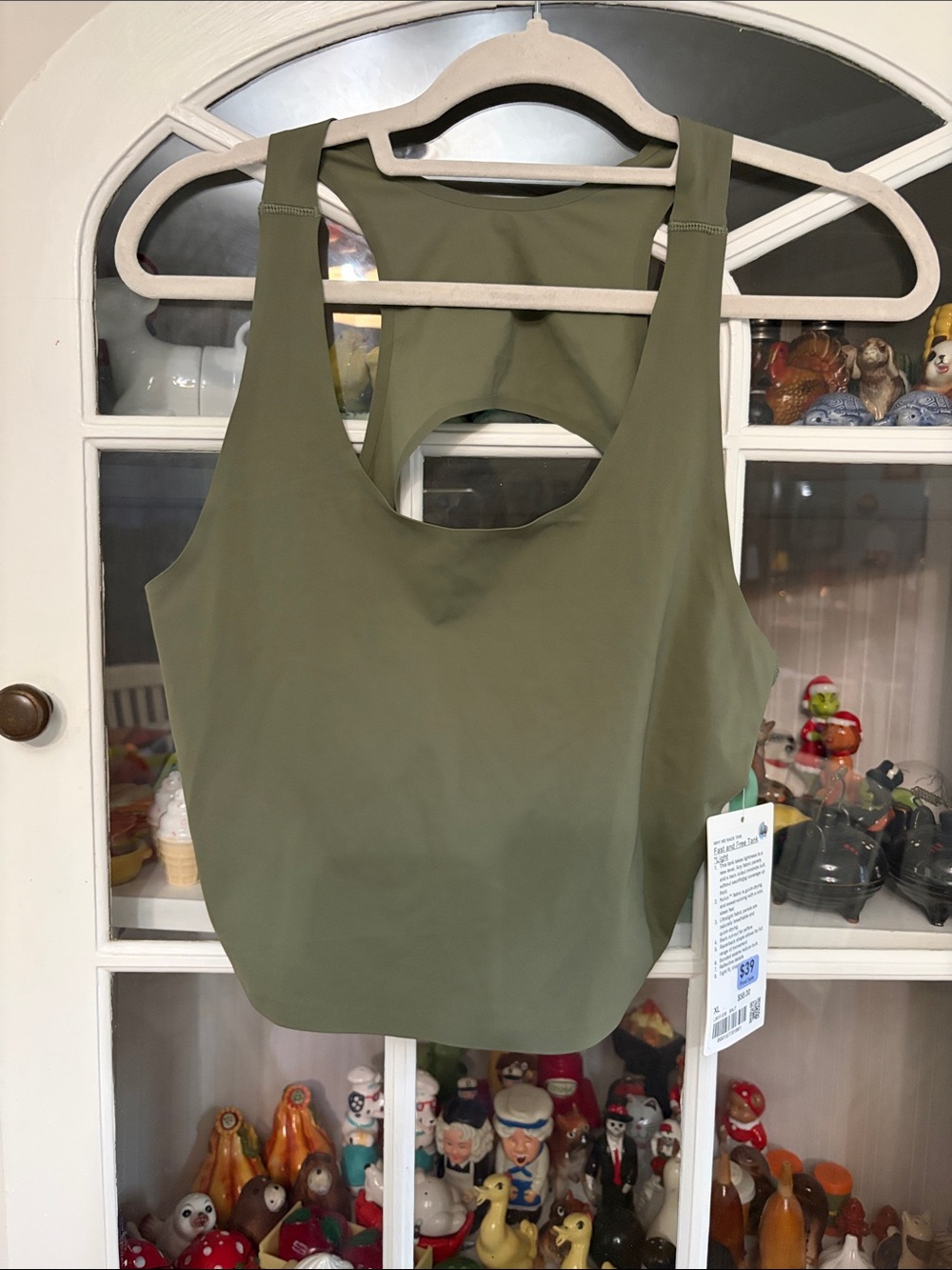 NWT Lululemon athletica Olive Green Fast and Free Tank Light xl